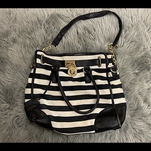 Michael Kors black and white canvas tote